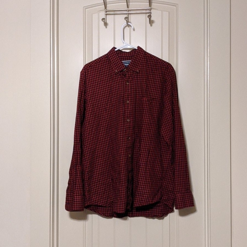 Red Plaid Dress Shirt Medium